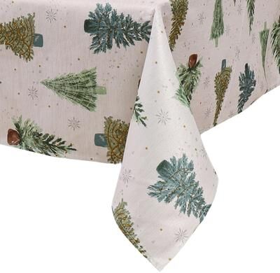 Threadmade Lucina Twinkle Trees Holiday Lurex Fabric Tablecloth