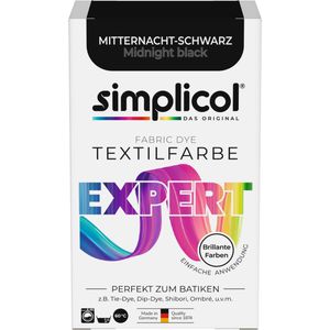simplicol Textilfarbe expert, Mitternacht-Schwarz, für Waschmaschine, Pulver, Batikfarbe, 150g