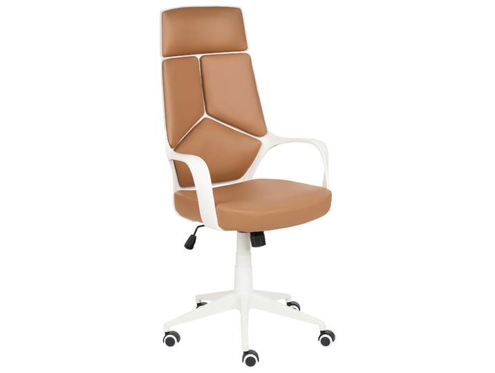 BELIANI Bürostuhl Sandbeige u. Weiß Kunstleder Höhenverstellbar Drehbar mit Armlehnen Bremsbaren Rollen Modern Arbeitszimmer Drehstuhl Arbeitsstuhl