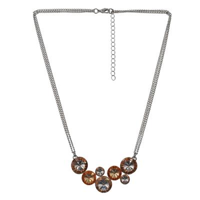 Collierkettchen STEUER "Metallcollier Glasstein orange", silber, Halsketten, Damen, 54cm, Metall, L: 54