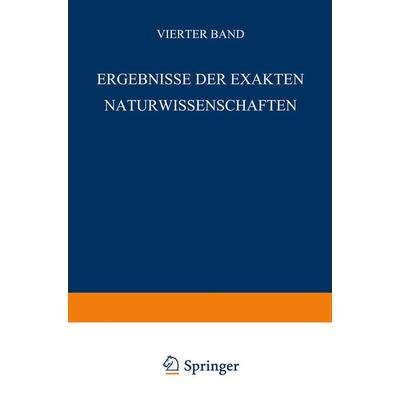 Ergebnisse der Exakten Naturwissenschaften, Taschenbuch von , Springer Berlin, 978-3-642-93859-7