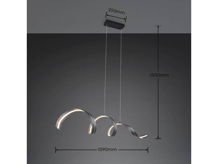Reality Leuchten Hängelampe Tivor, schwarz, für Wohn- / Esszimmer, Metall, Modern, Pendelleuchte