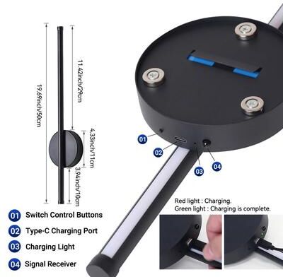 Uplift Picks 40CM Wireless Gallery Picture Light With 4400mAh Battery And Remote a 0 5 W