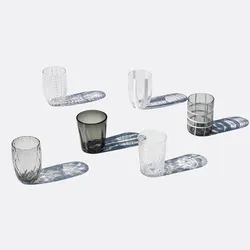 Zafferano 6er-Set zweifarbige Trinkgläser aus der Melting Pot Kollektion aus dekoriertem Glas - Klar und Grau - Safran