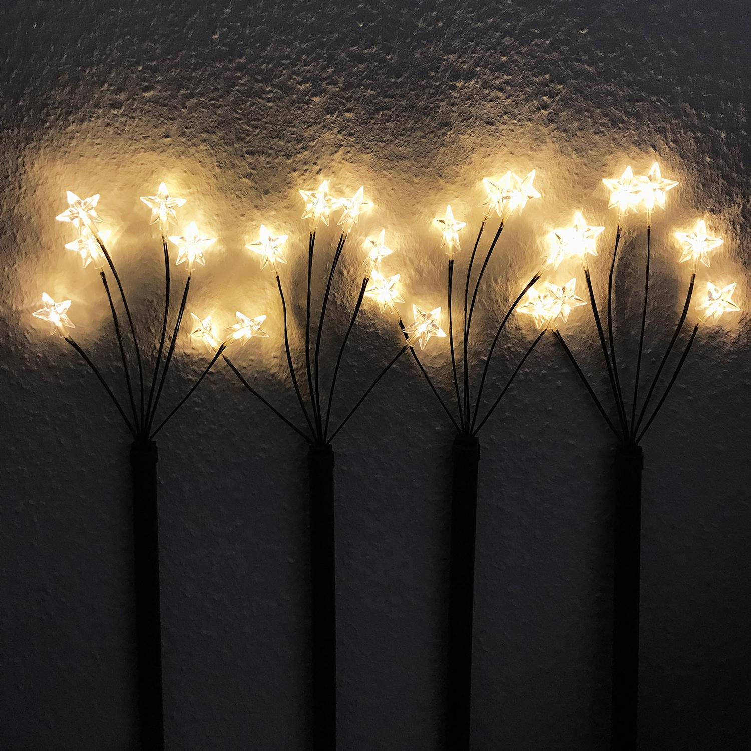 INDA-Exclusiv 4 LED-buitenverlichtingstubes met 24 sterren, warm wit licht, op batterijen