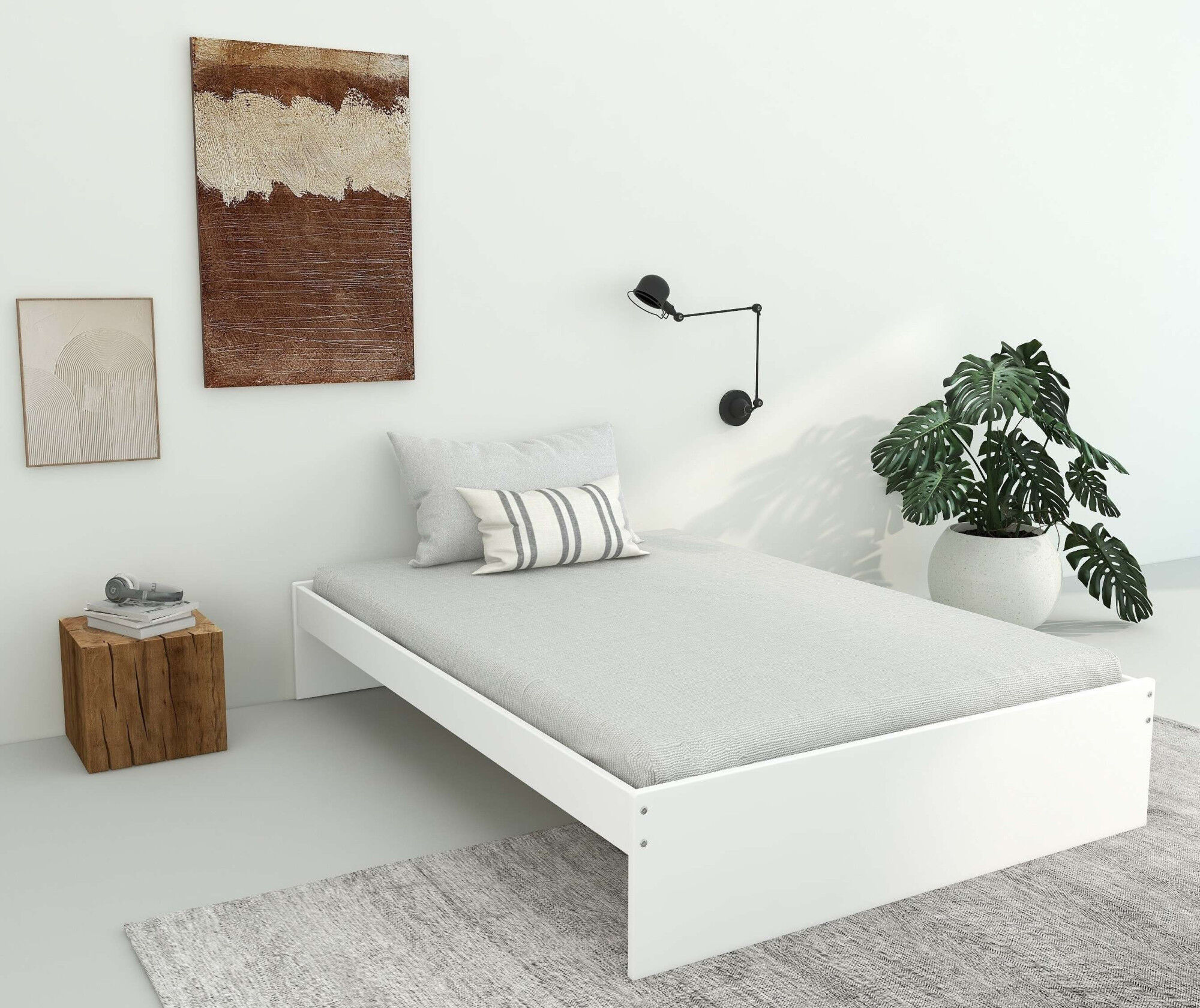 Bett GOODPRODUCT "Magdala, Futonbett, schlichtes Design, Top Qualität", weiss (weiß), B:146cm H:38cm L:204cm, Betten, Bett, aus robustem MDF, Breite Liegefläche 140 cm, Bettkasten optional weiß Liegefläche Länge B: 200cm x 140cm, 140cm, Höhe Bett: 38cm, o