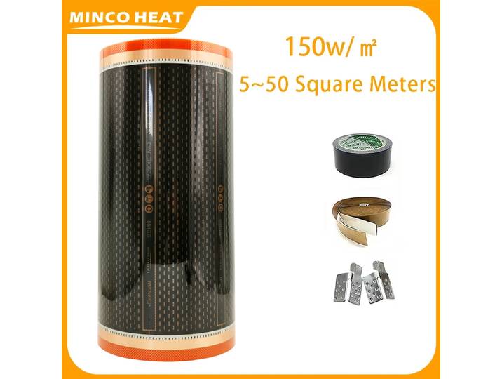 Minco Heat AC220V 150 w/m2 nouveau Orange économie d'énergie infrarouge graphène PTC Film chauffant au sol 5 ~ 50 ㎡ et kit d'installation