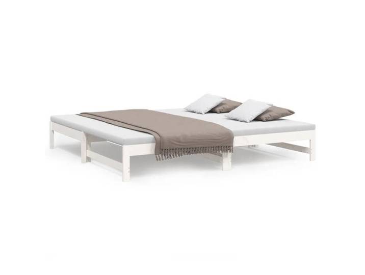 UU*NEW Lit coulissant - Blanc 2x(100x200) cm - Bois de pin massif LL165392