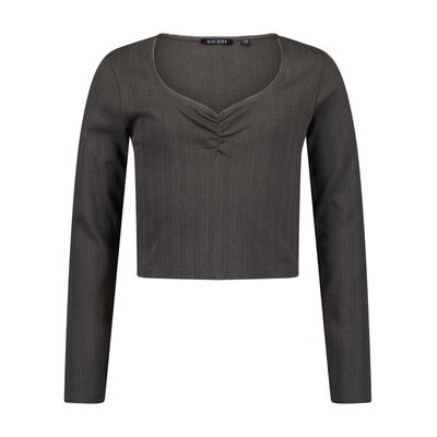 Langarmshirt BLUE SEVEN "Langarmshirt", Mädchen, Gr. 152, 9960, anthrazit, 100% Baumwolle, normal, Rundhals, Shirts Langarmshirt