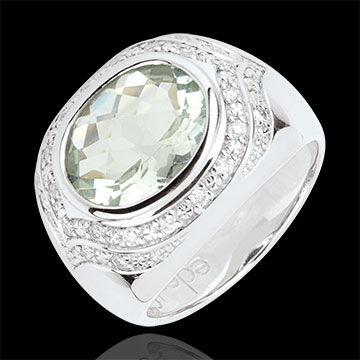 Edenly Ring Horus mit grÃ¼nem Amethyst - Silber, Diamanten und Halbedelsteine