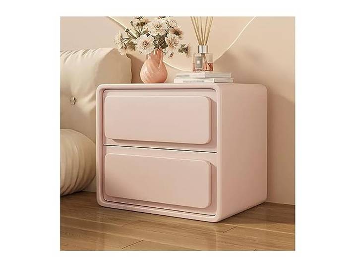 YANG11FAN Vielseitig Nachttisch im cremefarbenen mit 2 Schubladen Beistelltisch mit großem Fassungsvermögen(Pink,XL)