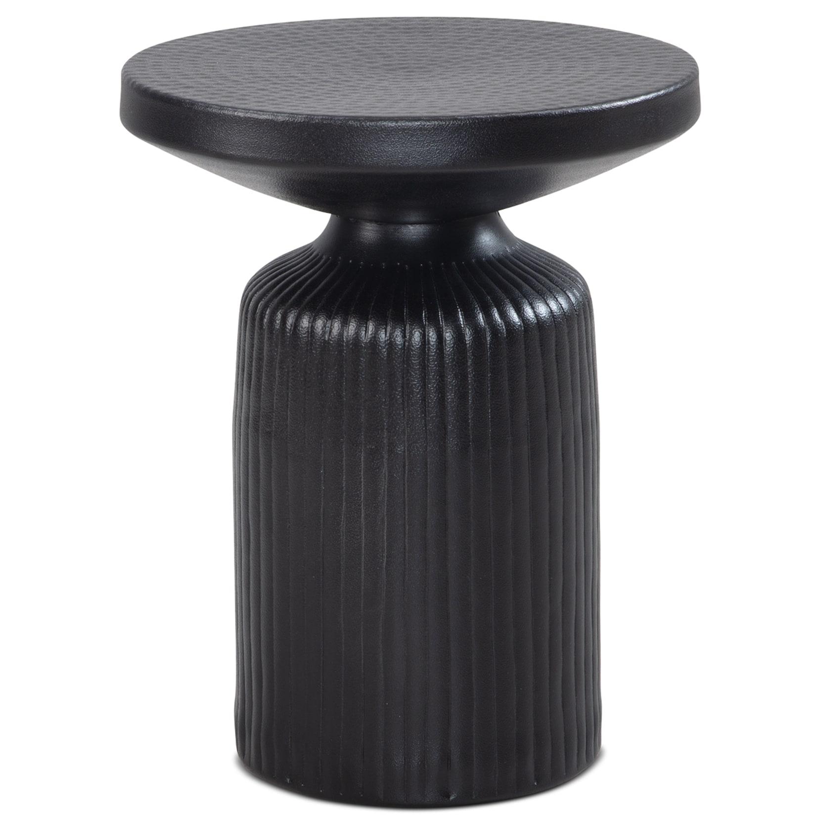 KADIMA DESIGN Eleganter Beistelltisch Schwarz, 40x40x50 cm, rund, Hammerschlag-Design