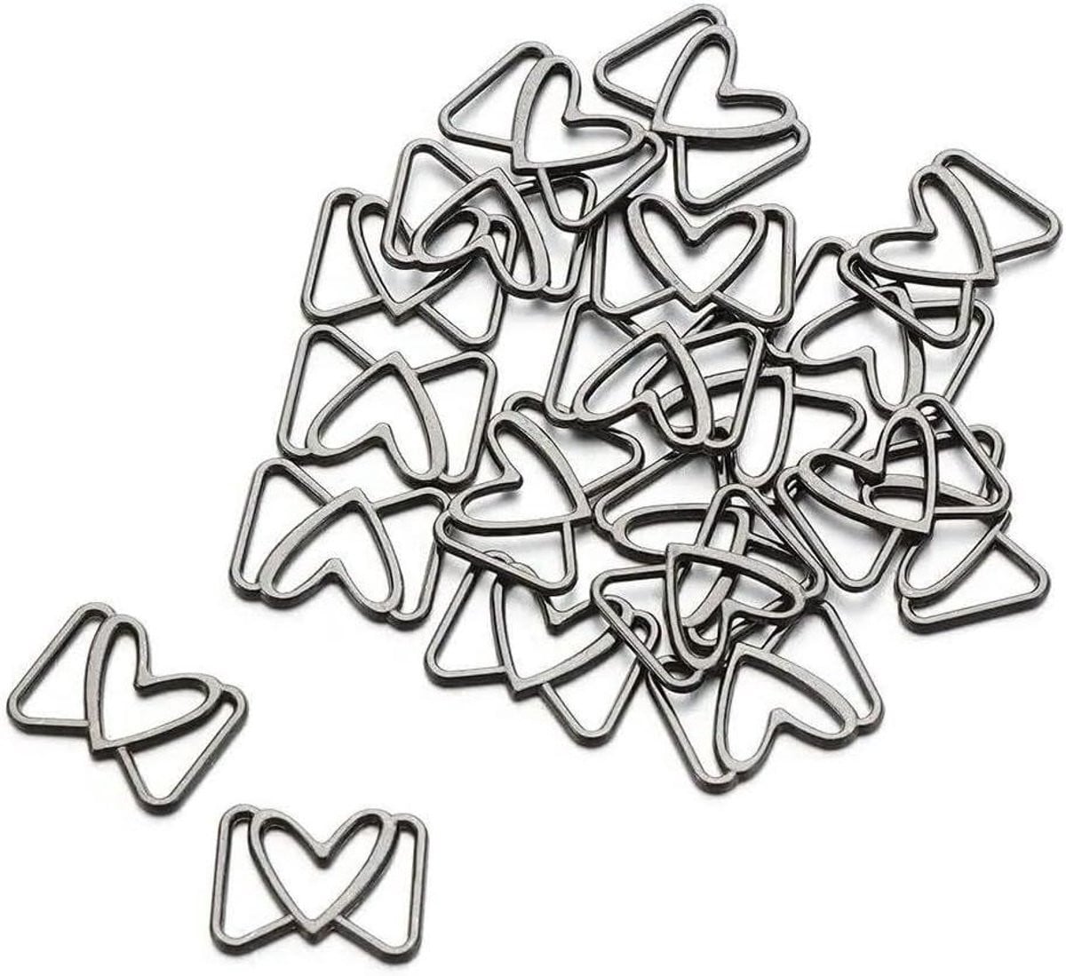 Mini Knoppen Poppen Accessoires Hartvorm Gespen Zwart - 20 stuks