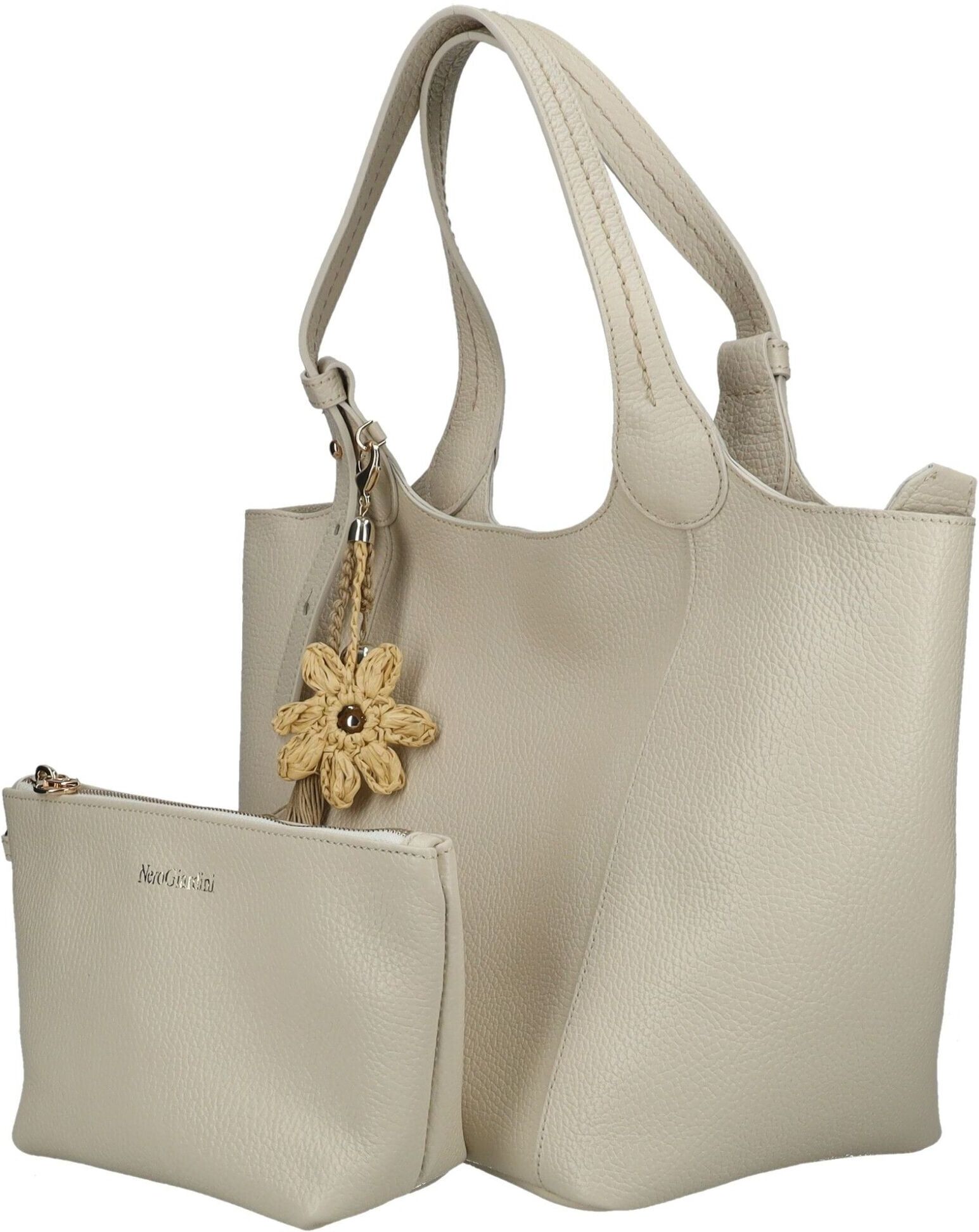 Shopper NERO GIARDINI "Nero Giardini Taschen Leder", Damen, Gr. onesize, beige (hellbeige), Leder, Taschen Shopper