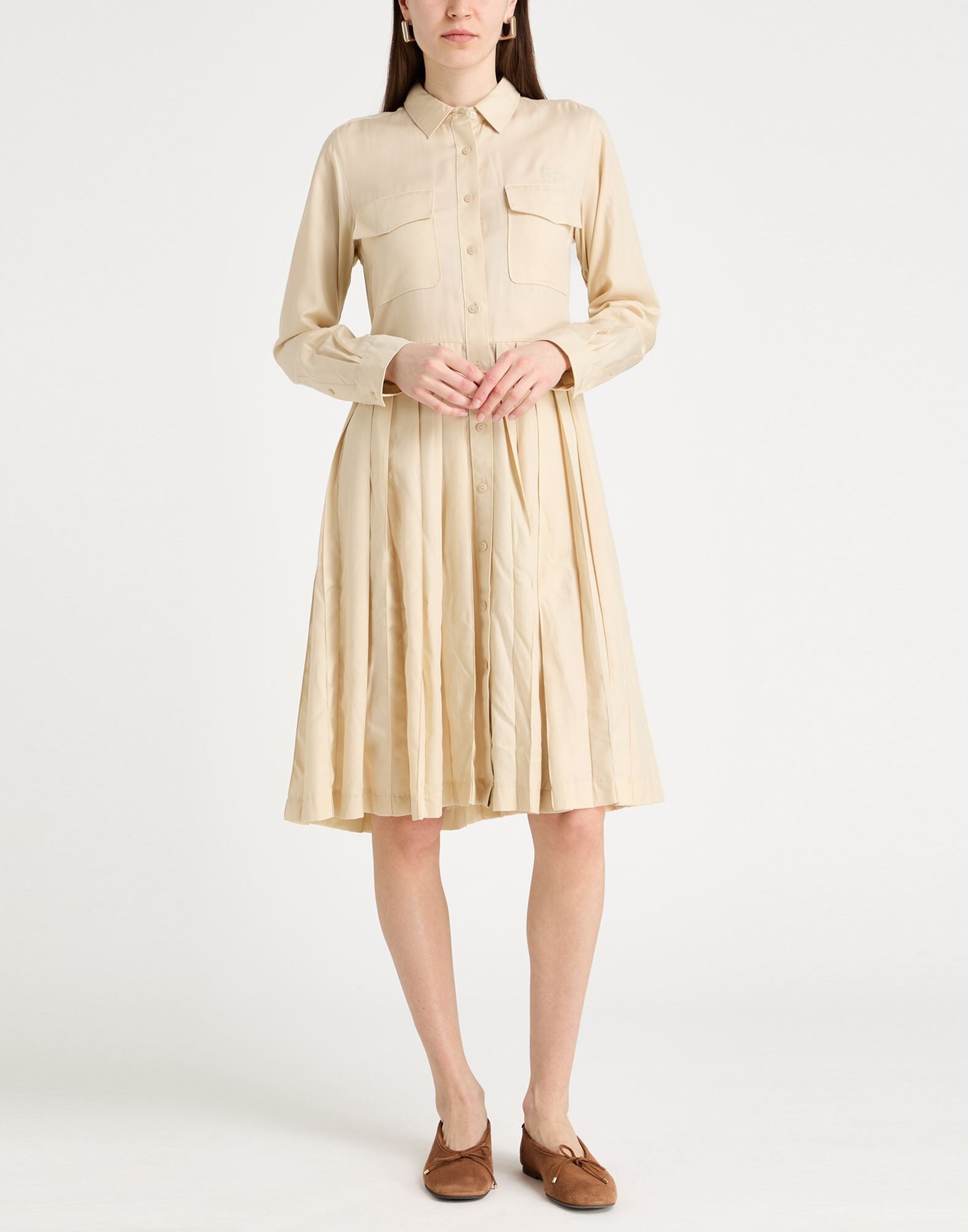 Lacoste Vestido midi Mujer Beige 36,38 Mujer