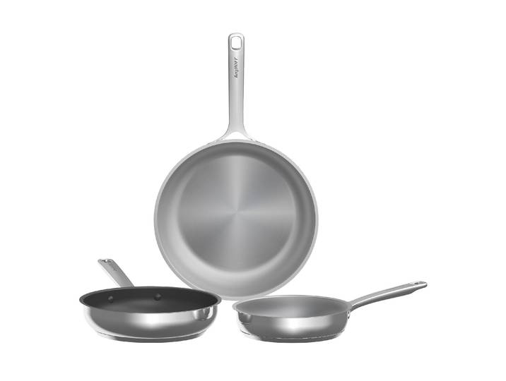 Pfannen-Set BERGHOFF HELIX 3-teilig , silber (silberfarben), Pfannen, Pfannen-Set