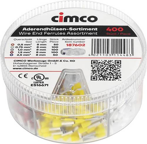Cimco 187602 Aderendhülsen-Sortiment Teilisoliert 1 Set