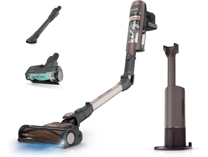 SHARK Akku-Hand-und Stielstaubsauger Shark PowerDetect Speed Luxe Collection Clean & Empty , braun, B:26cm H:37,5cm T:1.140cm, Akkusauger, 4 POWERDETECT-TECHNOLOGIEN, Selbstentleerende Ladestation, Akku-Hand-und Stielstaubsauger