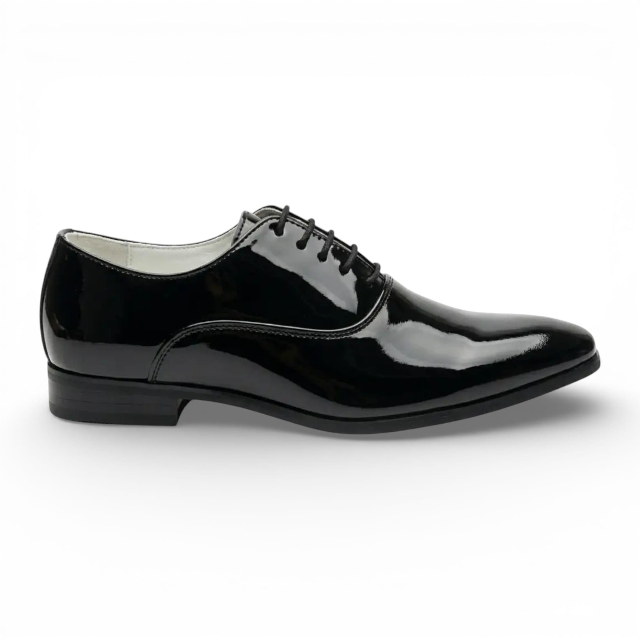 Schwarze Herren-Oxford-Brogues aus Lackleder