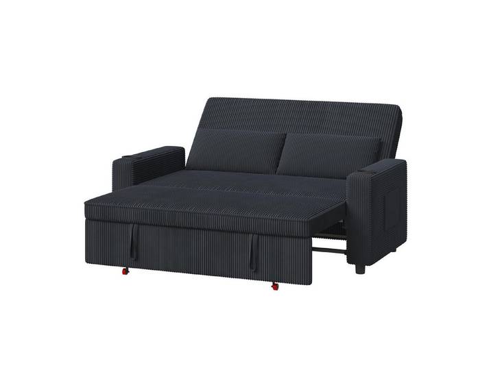 GUNJI Sofa Schlafsofa, kompaktes Klappsofa mit verstellbarer Rückenlehne, Doppelschlafsofa mit zwei Getränkehaltern,Matratze und Kissen
