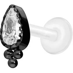 PTFE Labret mit Innengewinde + Titan-Aufsatz KRISTALLTROPFEN + KUGELN