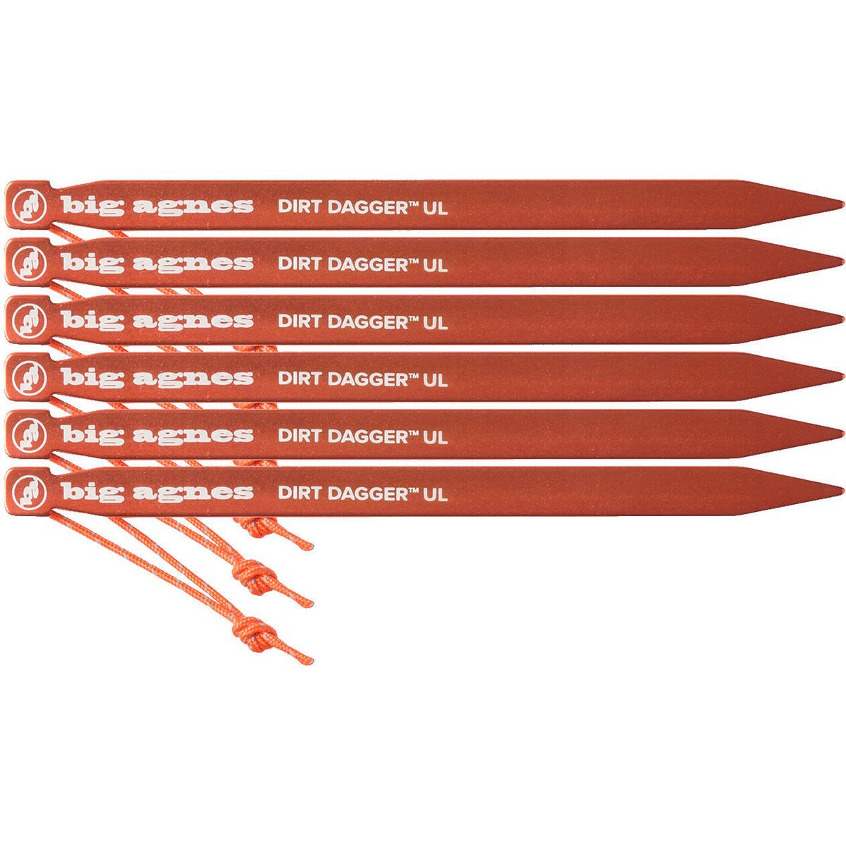 Big Agnes Dirt Dagger UL 7.5” Tent Stakes: Pack of 6 orange ADDPK7521