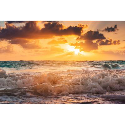 Fototapete PAPERMOON "Karibisches Meer Wolkenlandschaft", bunt, B:4m L:2,6m, Vlies, Tapeten
