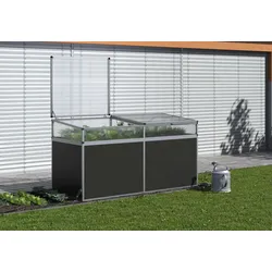 KGT Frühbeet Aufsatz für Aluminium Hochbeet 210 Profile pressblank (B2,05 x T0,91 x H0,77 m - 1185 l)