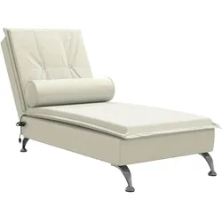 vidaXL Massage-Chaiselongue mit Nackenrolle Creme Samt
