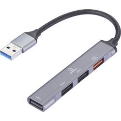 Renkforce RF-6855462 USB-Hub 4 Port USB-A USB 3.2 Gen2 10 GBit/s mit Aluminiumgehäuse Grau RF-USBH-200