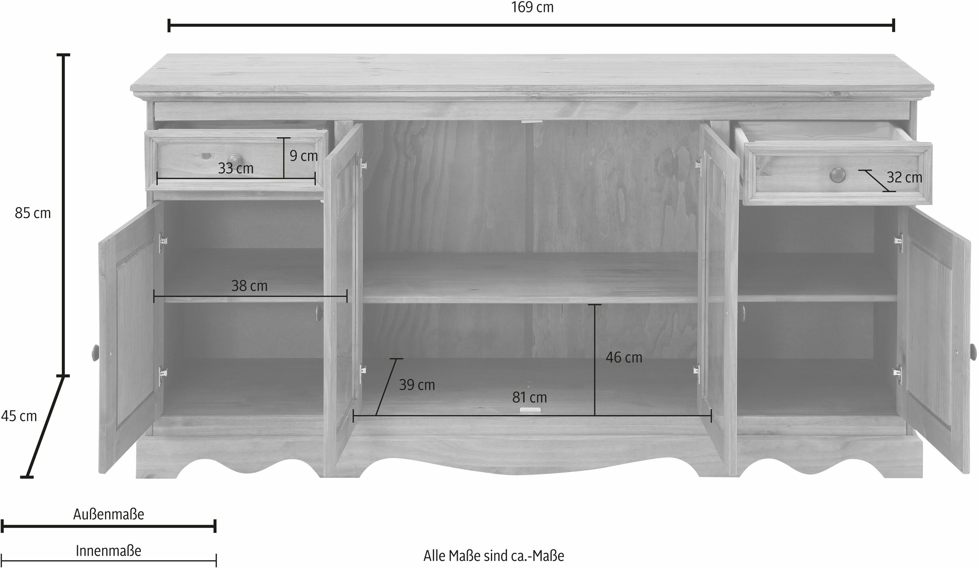 Sideboard OTTO HOME "Melissa", weiß, B:169cm H:85cm T:45cm, Sideboards, Sideboard, Kommode, Breite 169 cm