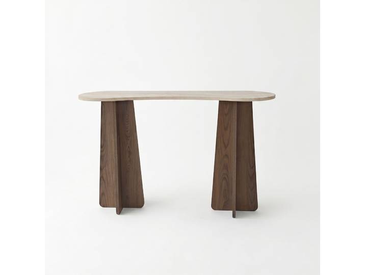 Commode en bois  Zen  - 120 x 75 x 35 cm - Travertin / Noyer