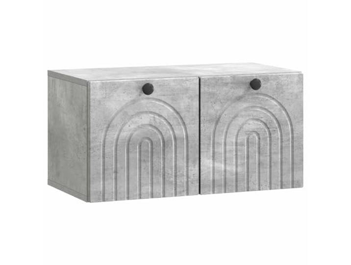 KUPTYERFG Wandmontierter TV-Schrank Betongrau 59,5x31x30 cm Lowboard Platzsparendes Hängeboard für Wohnzimmer und Schlafzimmer mit zwei Türen, Metallgriffen sowie praktischem Stauraum.