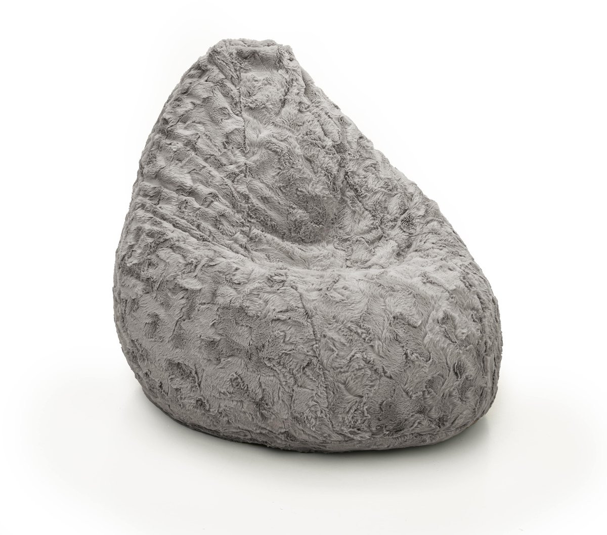 Drop & Sit Compacte Zitzak met Bontlook - Donkergrijs - 180L