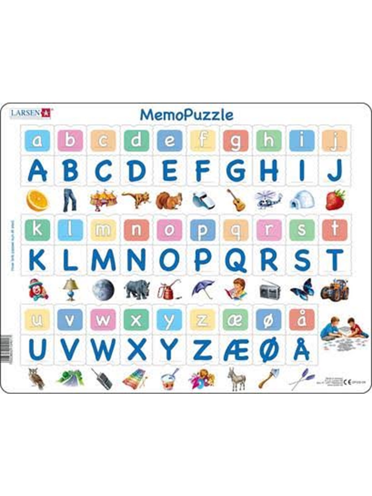 Larsen Puzzles Puzzle MemoPuzzle. The alphabet with 29 uppercase and lowercase letters - 58 pieces Maxi (36.5x28.5 cm) 2D Puzzles