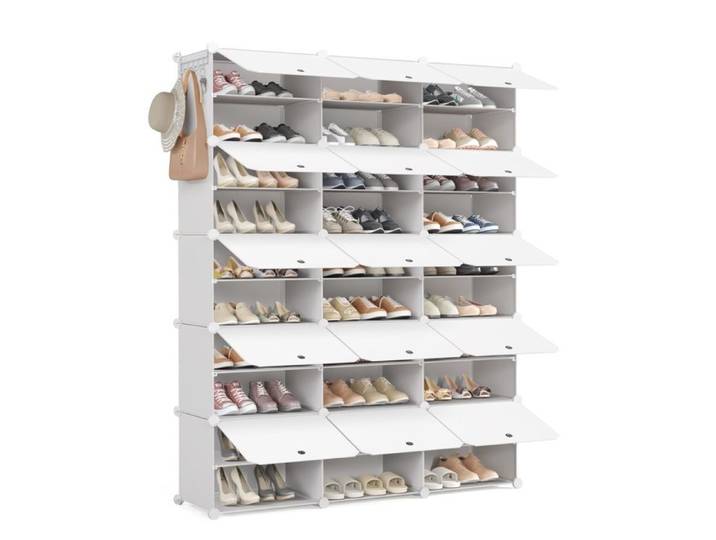 Meuble Chaussure 10 Compartiments pour 60 Paires Blanc Blanc 32 x 125 x 156 cm 32 x 125 x 156 cm MEUBLE A CHAUSSURES