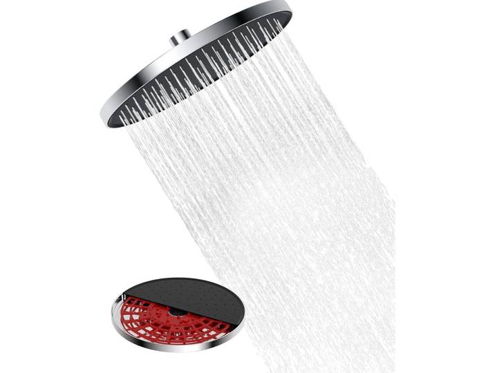 Regendusche Duschkopf 10 Zoll Rund Selbstreinigend 360° Einstellbar Chrom/Schwarz