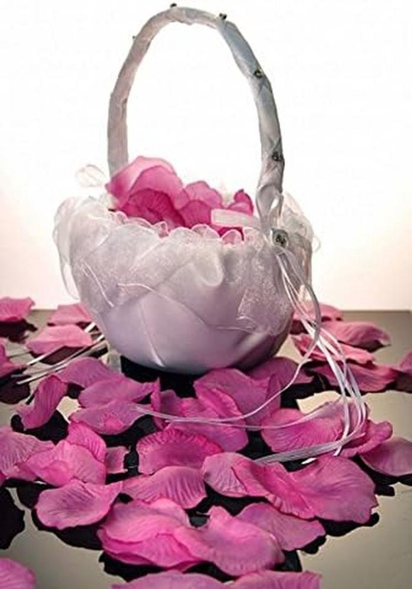 Decoratieve Bloemistmand in Witte Organza voor Bruiloft Decoratie, 17 cm