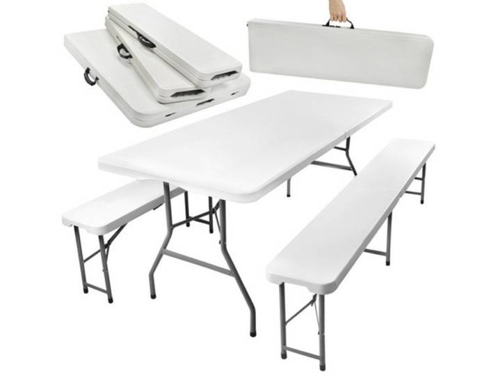 Gardlov Klapptisch Gartentisch Klappstuhl (Spar-Set, 1-St., wetterfest), HDPE-Tischplatte & -Bänke sind widerstandsfähig gegen Regen