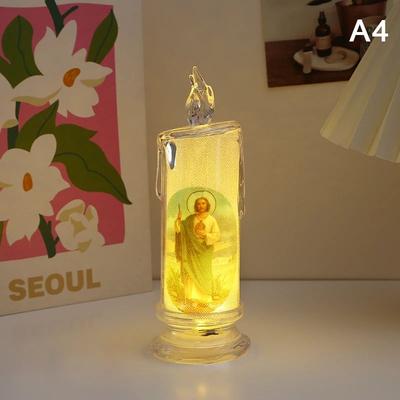 Uplift Treasures Flameless LED Prayer Candle With Jesus And Virgin Mary 4