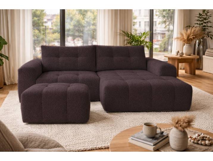 Compleo Ecksofa Boucle, Designersofa, Sitzhocker als Option RAVI, Modern Schlafzimmer