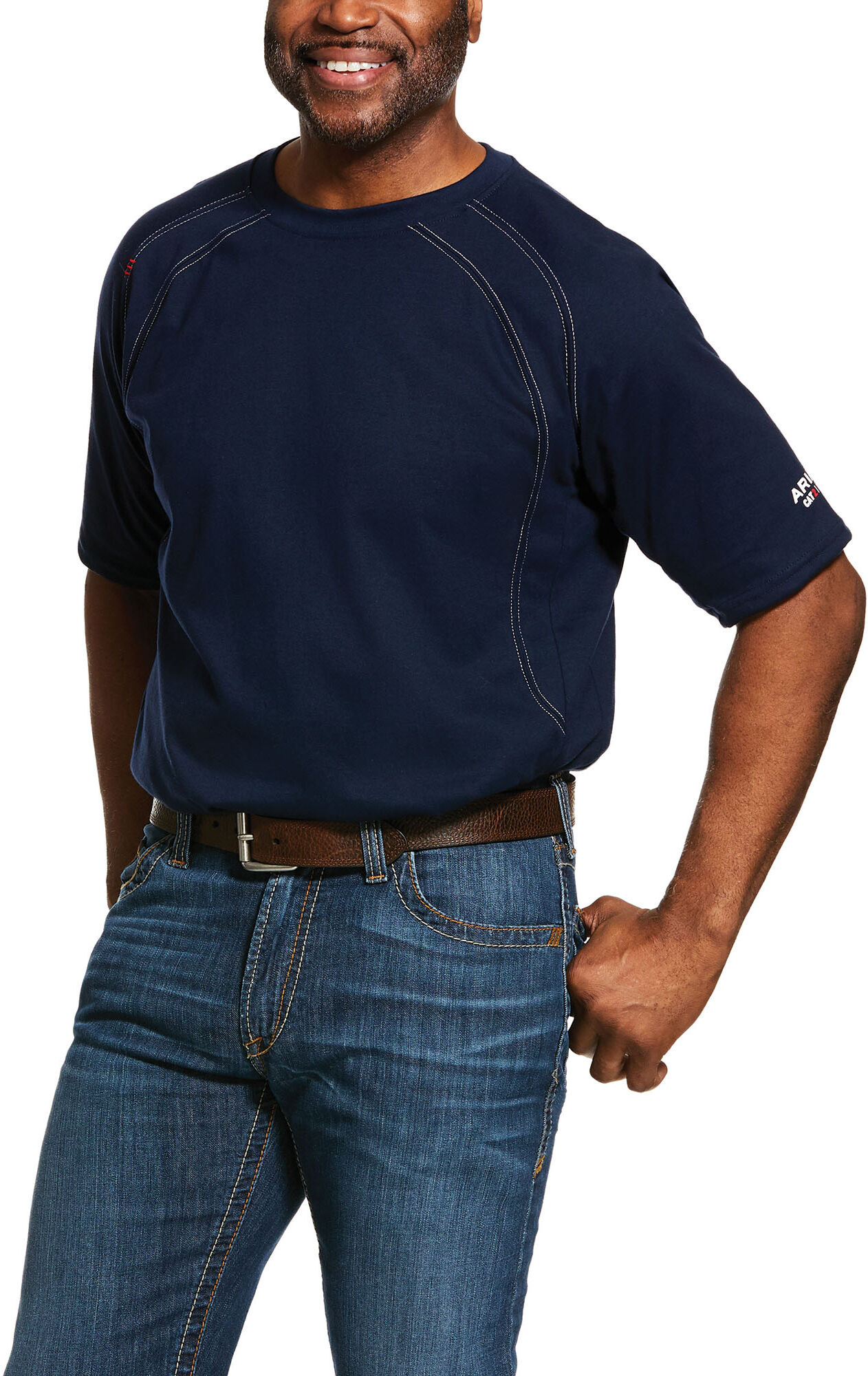 Men's Flame-Resistant Work Crew T-Shirt in Navy, Size: 2XL-T by Ariat