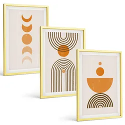 BILDER SET 3er Set - 40x60 cm Goldrahmen - Boho-minimalistische Dekorationen