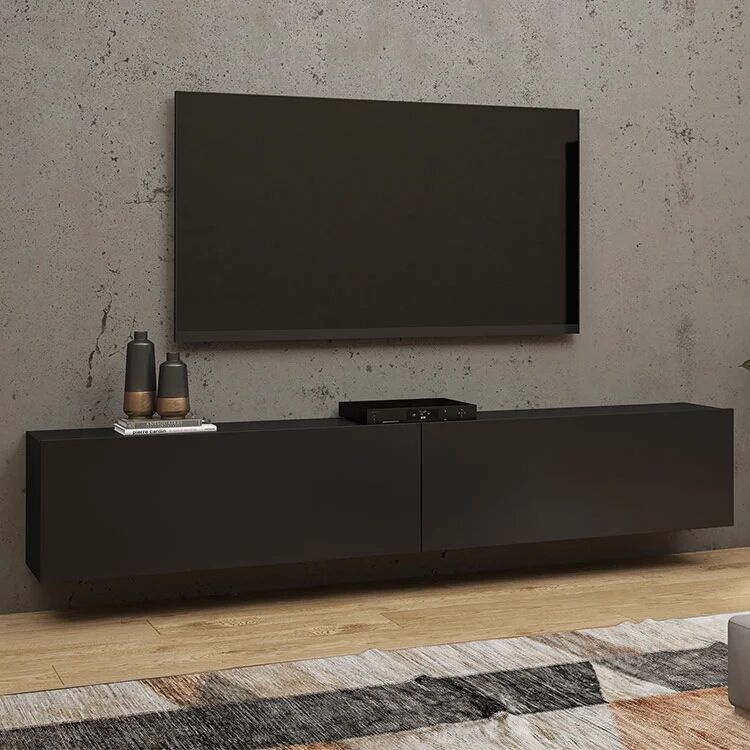 garneroarredamenti Mobile porta TV sospeso 180x35h cm nero Fusion
