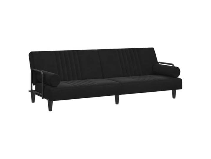 GHVBNMF Schlafsofa Schwarz Samt Bettsofa mit Armlehnen 2 Kissen Ideal für Wohnzimmer und Gästezimmer: Verstellbare Rückenlehne verwandelt die Samtcouch schnell in ein bequemes Doppelbett.