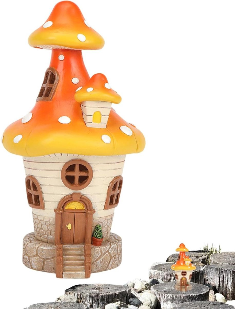 Multicolore Paddenstoel Lantaarn met Automatische Sensor voor Buiten Decoratie, Hoogte: 22,9 cm