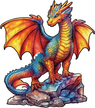 Inspire Essentials Wooden Animal Jigsaw Puzzle Unique Dog Puzzle Gift For Adults And Kids dragon a5