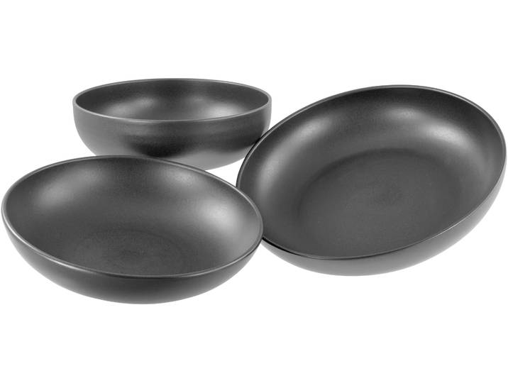 Servierschale CREATABLE Uno black, Servierschalen Set 3-tlg , schwarz, Steinzeug, Schüsseln, Servierschale, Seidenmatte Spezialglasur, Harmonisch ausbalanciert