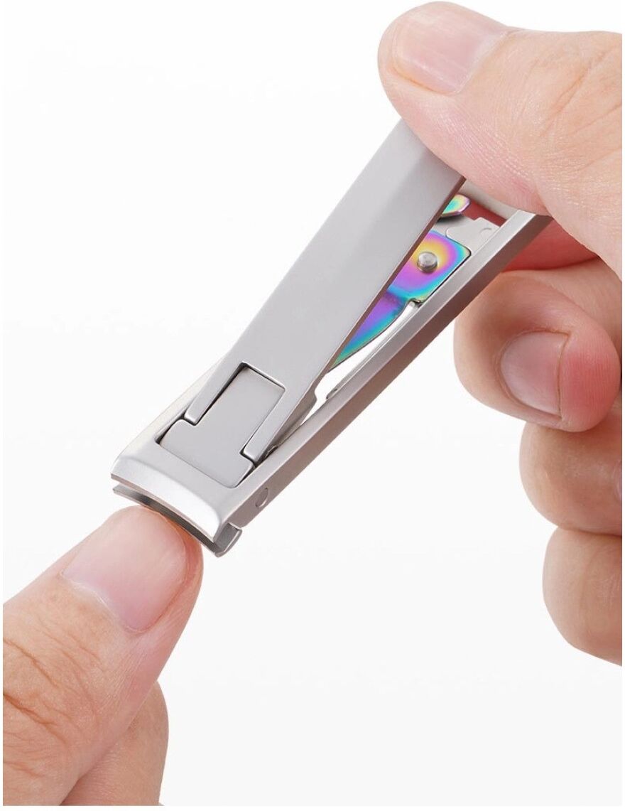 INF Coupe-ongles pliant ultra-fin - Set boîte métallique 2 pièces (boîte métallique + lime nano), acier inoxydable,
