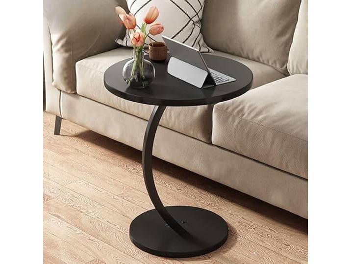 XCHtuerFY Beistelltisch, Tischplatte aus Walnussholz & schwarzes Gestell(Black Top Black Base)